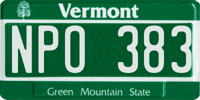 VT license plate NPO383
