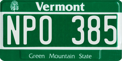 VT license plate NPO385