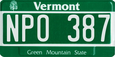 VT license plate NPO387