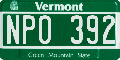 VT license plate NPO392