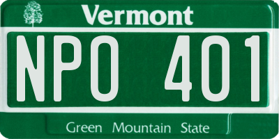 VT license plate NPO401