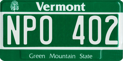 VT license plate NPO402