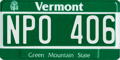 VT license plate NPO406