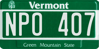 VT license plate NPO407
