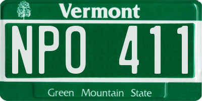VT license plate NPO411