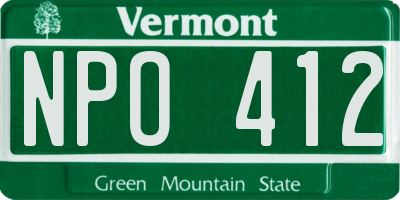 VT license plate NPO412