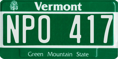 VT license plate NPO417