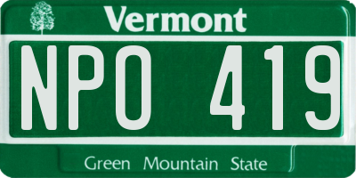 VT license plate NPO419