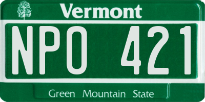 VT license plate NPO421