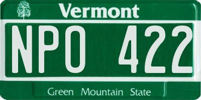 VT license plate NPO422