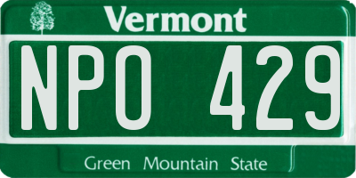 VT license plate NPO429