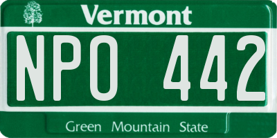 VT license plate NPO442