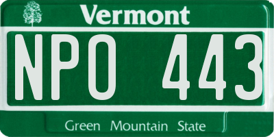 VT license plate NPO443