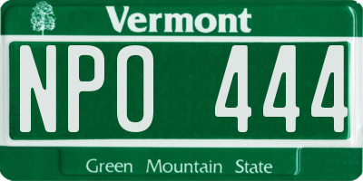 VT license plate NPO444