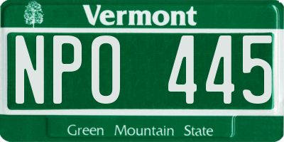 VT license plate NPO445