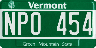 VT license plate NPO454