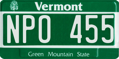 VT license plate NPO455