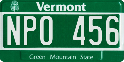 VT license plate NPO456