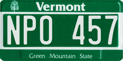 VT license plate NPO457