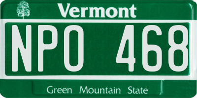 VT license plate NPO468