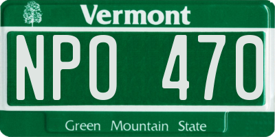 VT license plate NPO470