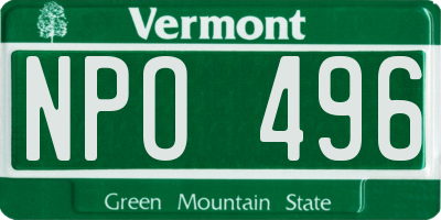 VT license plate NPO496
