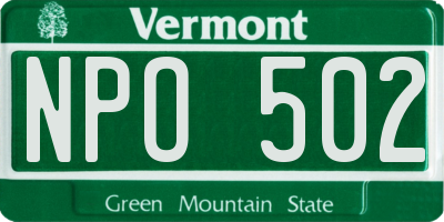 VT license plate NPO502