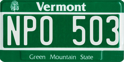 VT license plate NPO503