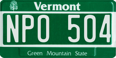 VT license plate NPO504