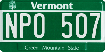 VT license plate NPO507