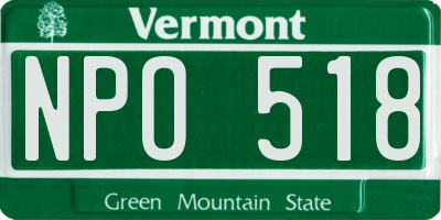 VT license plate NPO518