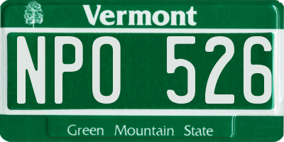 VT license plate NPO526