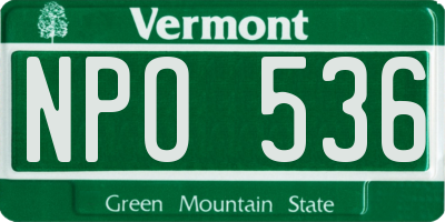 VT license plate NPO536