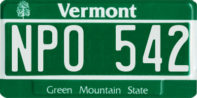 VT license plate NPO542