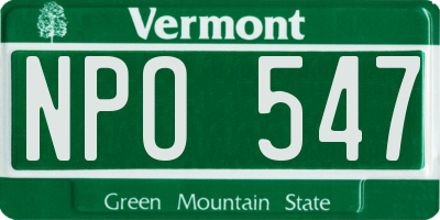 VT license plate NPO547