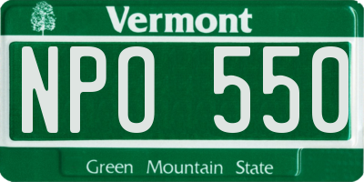 VT license plate NPO550