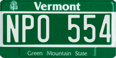VT license plate NPO554