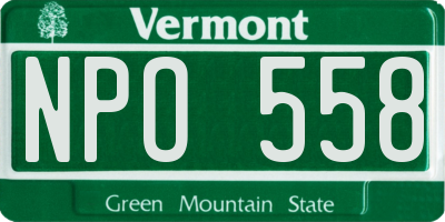 VT license plate NPO558