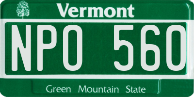 VT license plate NPO560
