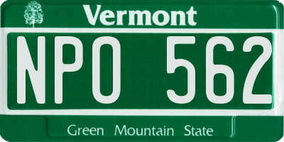 VT license plate NPO562