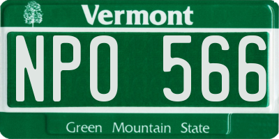 VT license plate NPO566
