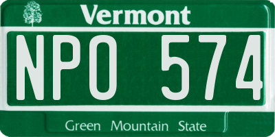 VT license plate NPO574