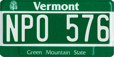 VT license plate NPO576