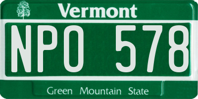 VT license plate NPO578