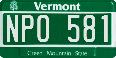 VT license plate NPO581