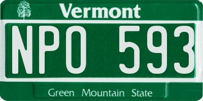 VT license plate NPO593