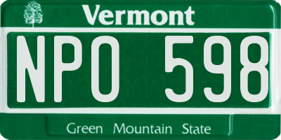 VT license plate NPO598
