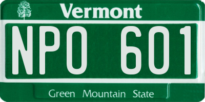 VT license plate NPO601