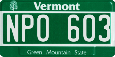 VT license plate NPO603