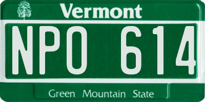 VT license plate NPO614